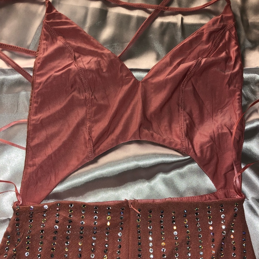 Banjul - Pink Backless Rhinestone Cocktail/Party Dress